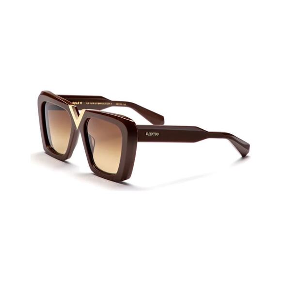 New! Valentino V GOLD || VLS 161B, Elegant Brown Sunglasses, Authentic - Picture 8 of 10